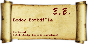 Bodor Borbála névjegykártya